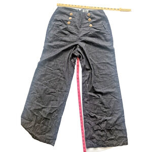 Unique Vintage retro 50s 40s High Waisted Flare wide leg sailor button pants Med